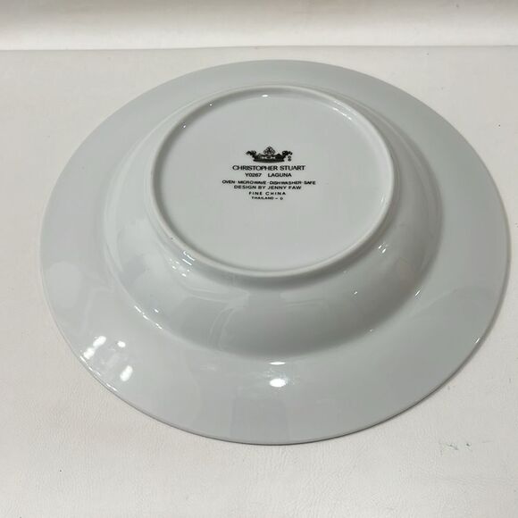 Christopher Stuart Laguna Jenny Faw White Blue Gold Dinnerware Bowls Set Of 2 - Picture 5 of 8